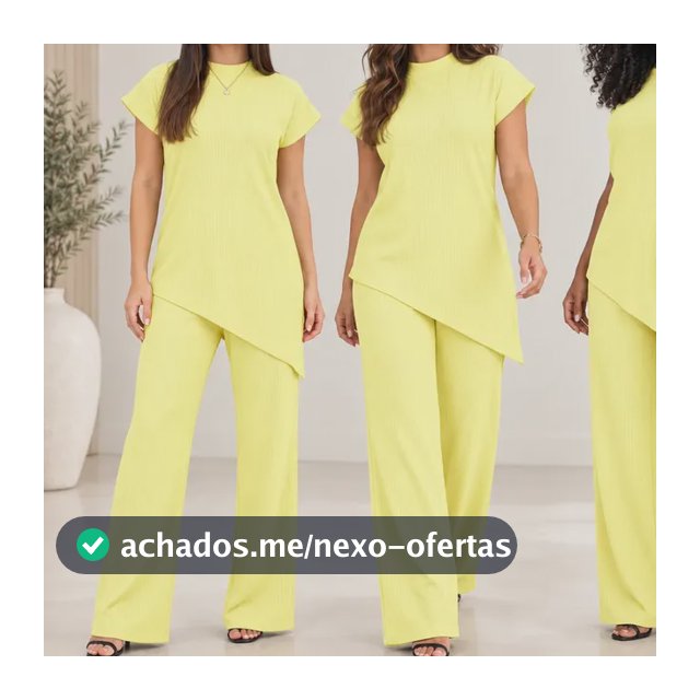 Conjunto Feminino Comfy Blusa Assimétrica E Calça Pantalona