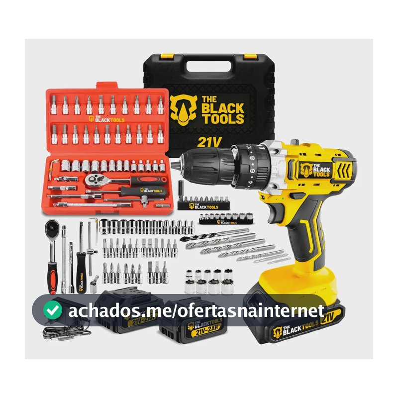 Furadeira Parafusadeira De Impacto 2 Baterias 21v + 46 Peças Amarelo 110v/220v 60hz