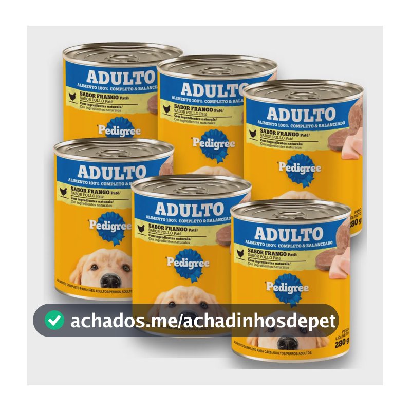 Ração Sachê Pedigree Cães Combo 6 Latas Patê De Frango