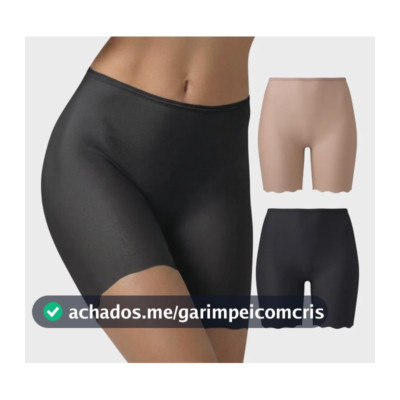 Kit 2 Bermudas Demillus Short Segunda Pele Anágua Não Marca 1 Bege Rosado - 1 Preto Para Usar Com Vestido G