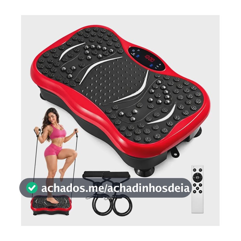 Plataforma Vibratória Fitness 99 Velocidades Controle Remoto Vermelho
