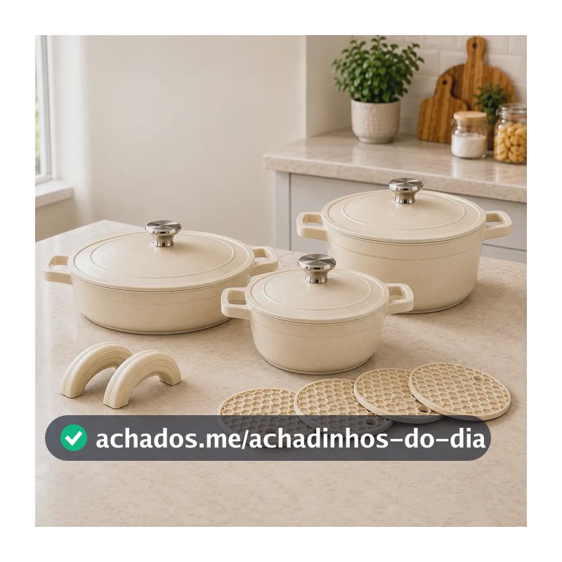 Jogo de Panelas Luxena Rosso 8 Peças Antiaderente, com Indução e Pegadores