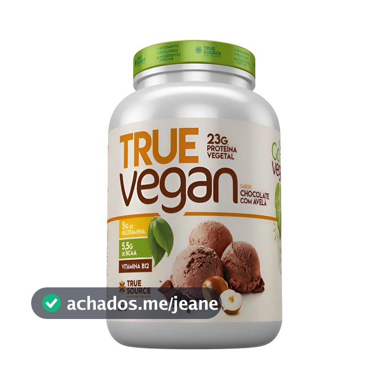 True Vegan True Whey True Source Proteína Vegana Suplemento Sabor Chocolate com Avelã 837g