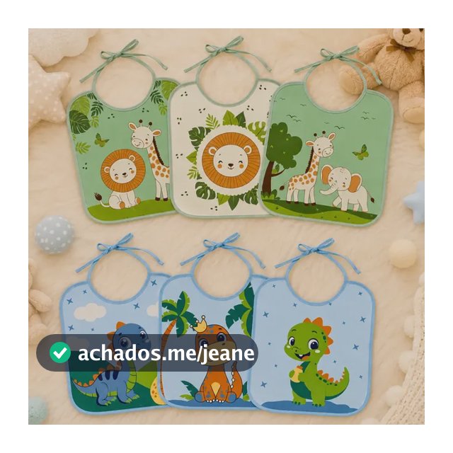 Kit 6 Babadores Algodão Impermeável Conforto Menino E Menina
