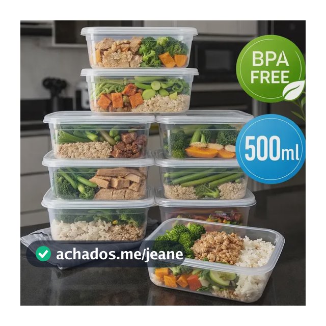 Kit 10 Potes Transparentes 500ml Bpa Free Microondas Freezer Transparente