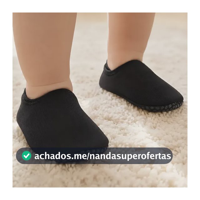 Sapatinho Calce Facil Meia Antiderrapante Bebê Preto