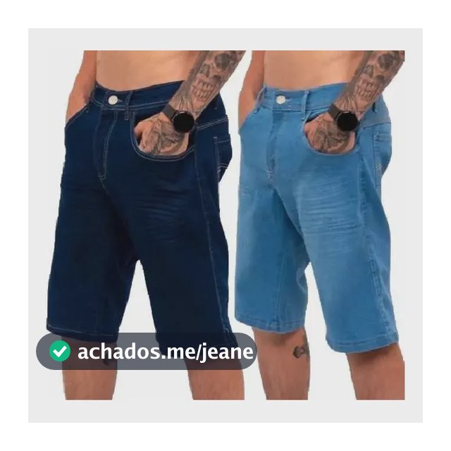 Kit 2 Bermudas Masculinas Jeans C\ Lycra Slim Fit