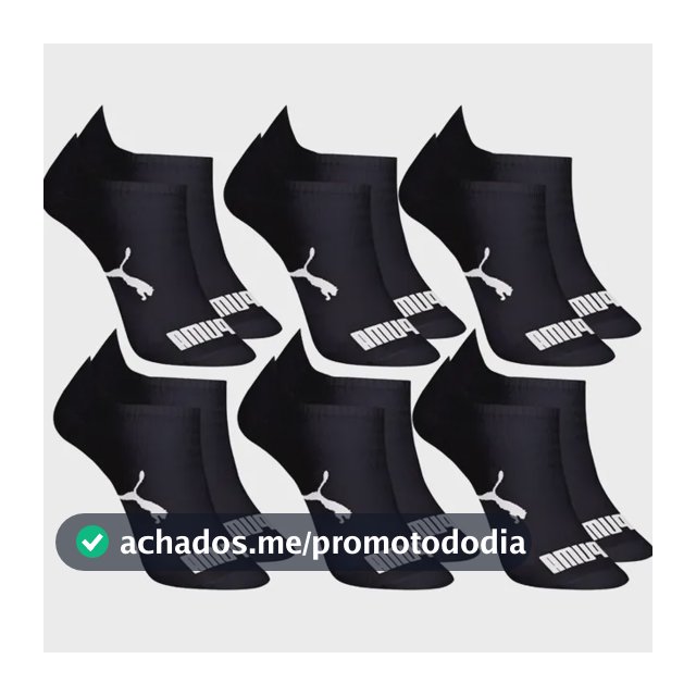 Kit 6 Pares Meias Invisível Puma Sapatilha Adulto Original