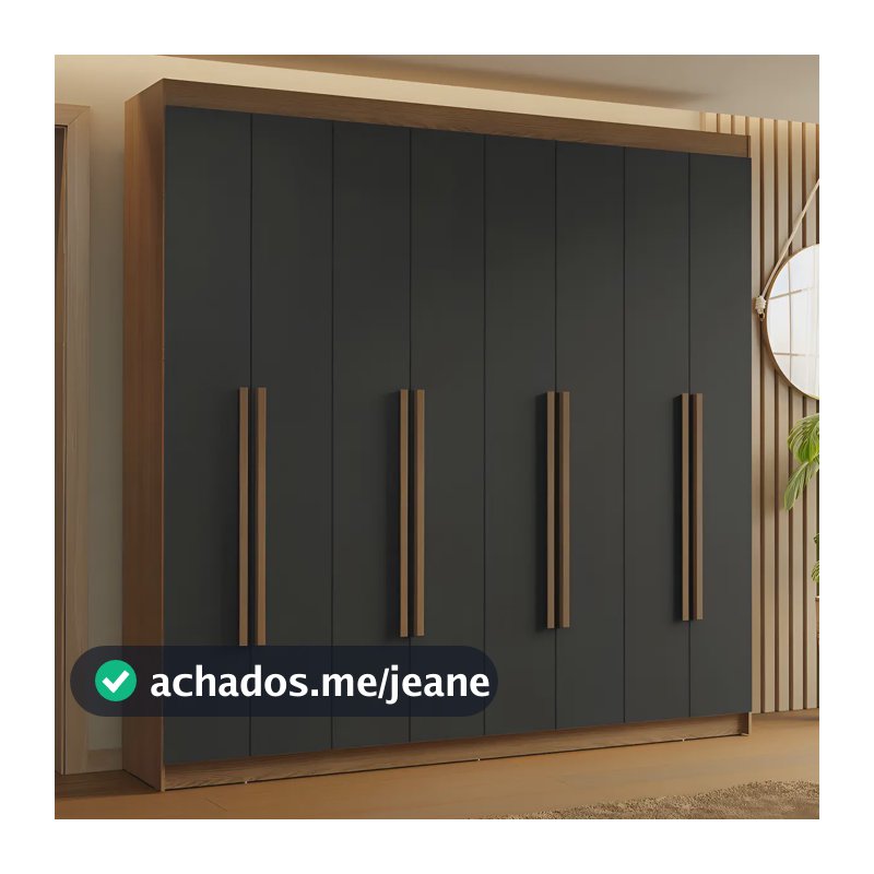 Guarda-roupa Casal 8 Portas Saturno Madesa R Cor Rustic/Preto/Rustic