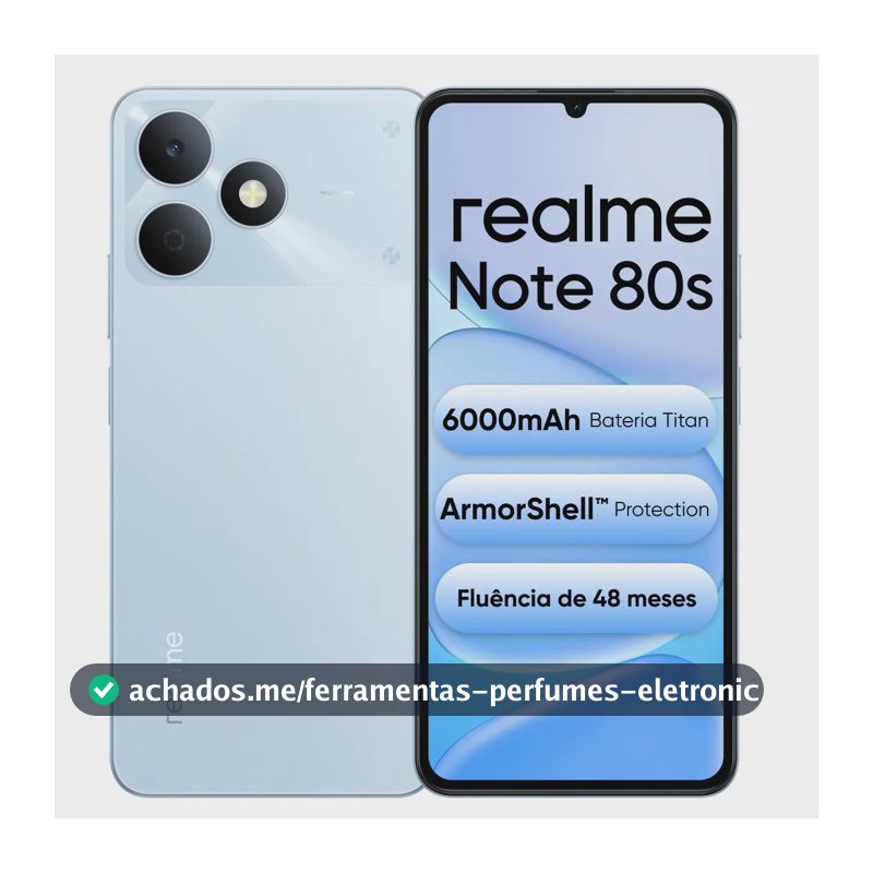 Celular Smartphone Realme Note 80s 128gb 4gb Ram Dual Sim Azul Bateria 6000mah Ultrafino 7,94 Mm Resistência À Poeira E Água Ip54
