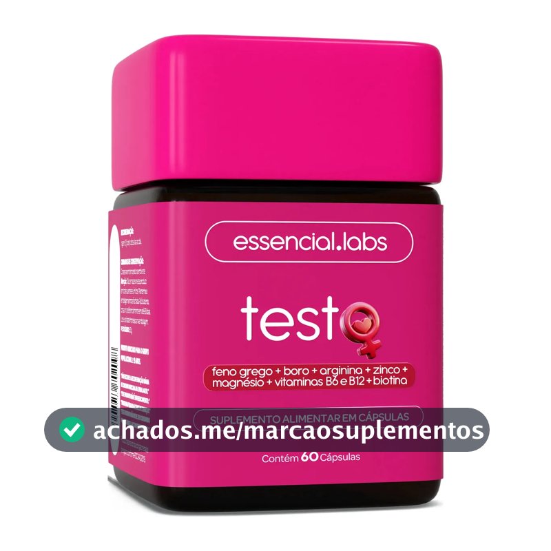 TESTO ESSENCIAL para MULHERES - Fórmula Exclusiva com Feno Grego + Boro + Arginina + ZMA + Biotina + Vitaminas B6 e B12 - 60 Cápsulas
