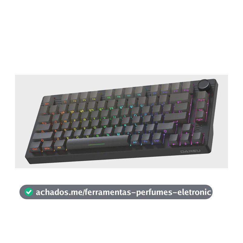 Teclado Mecânico Gamer Dareu EK75 RGB Sem Fio Bluetooth Hot Swap 75% Preto Cinza