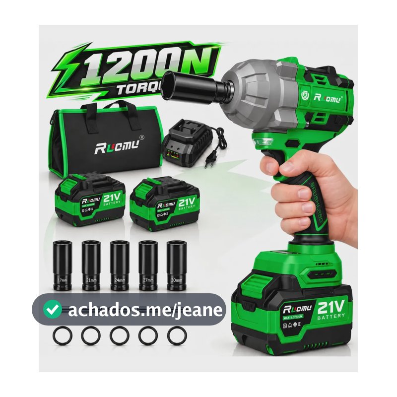 Chave Impacto Bateria Elétrica Potente 1200N.m Brushless