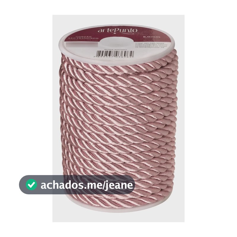 Cordão Fio São Francisco 5mm Artepunto Peça 10m Artesanato Cor Rosa Antigo 179
