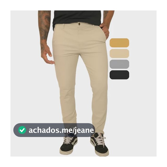 Calça Masculina Social Bolso Faca Embutido Lycra Sarja Slim