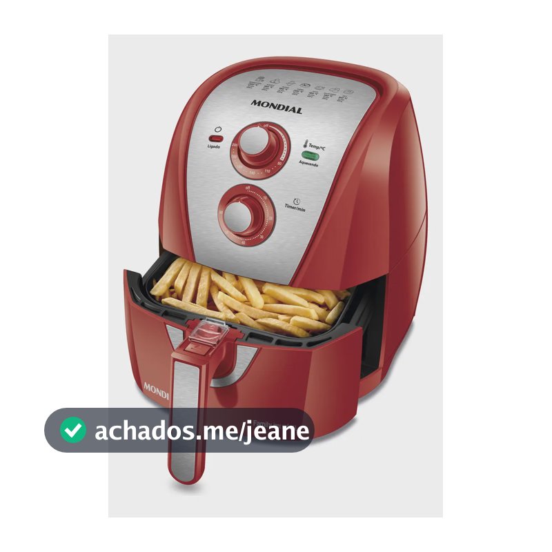 Fritadeira Sem Óleo Air Fryer 4L AFN-40-RI Mondial Vermelho/Inox 1500W