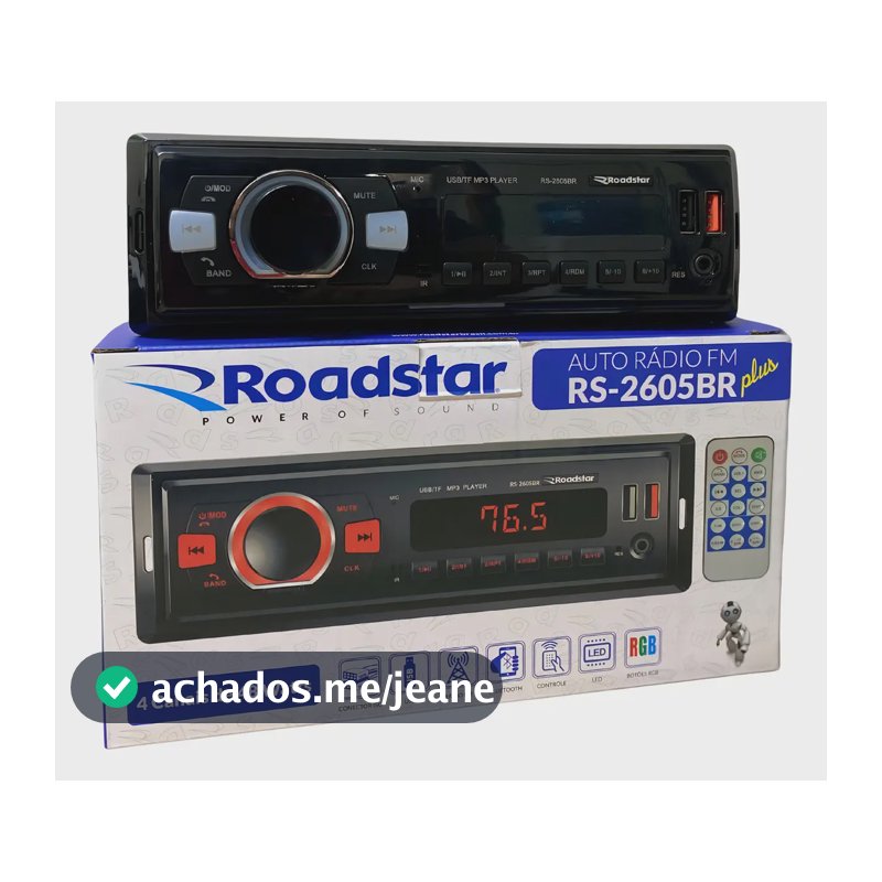 Auto radio Mp3 Roadstar RS-2605BR PLUS bluetooh Rca Fm Sd Usb 7 cores