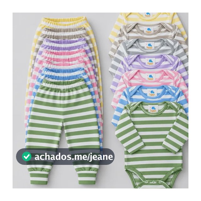 Kit 10 Peças Bebê Body M. Longa E Mijão Listra Menino Menina