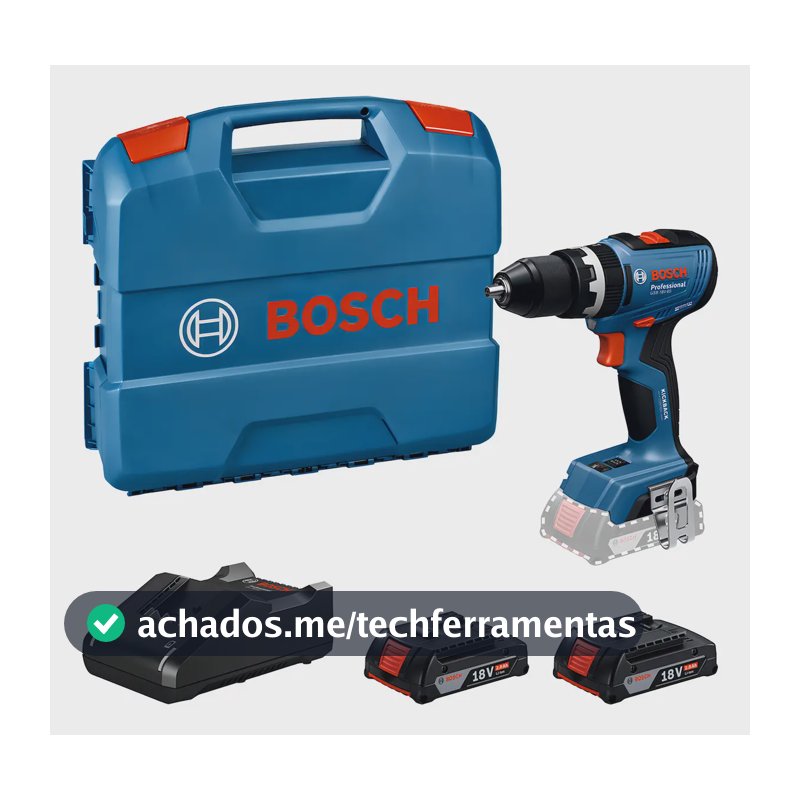 Parafusadeira Furadeira Bosch Gsb 18v-65 Com 2 Baterias Gba 18v 2.0 Ah, Carregador Gal 18v-40 E Maleta L-case