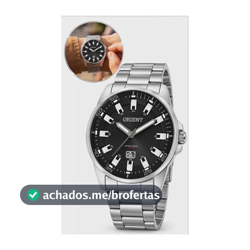 Relógio Masculino Orient Prateado Quartzo Analógico Fundo Preto Prova D'água 100M