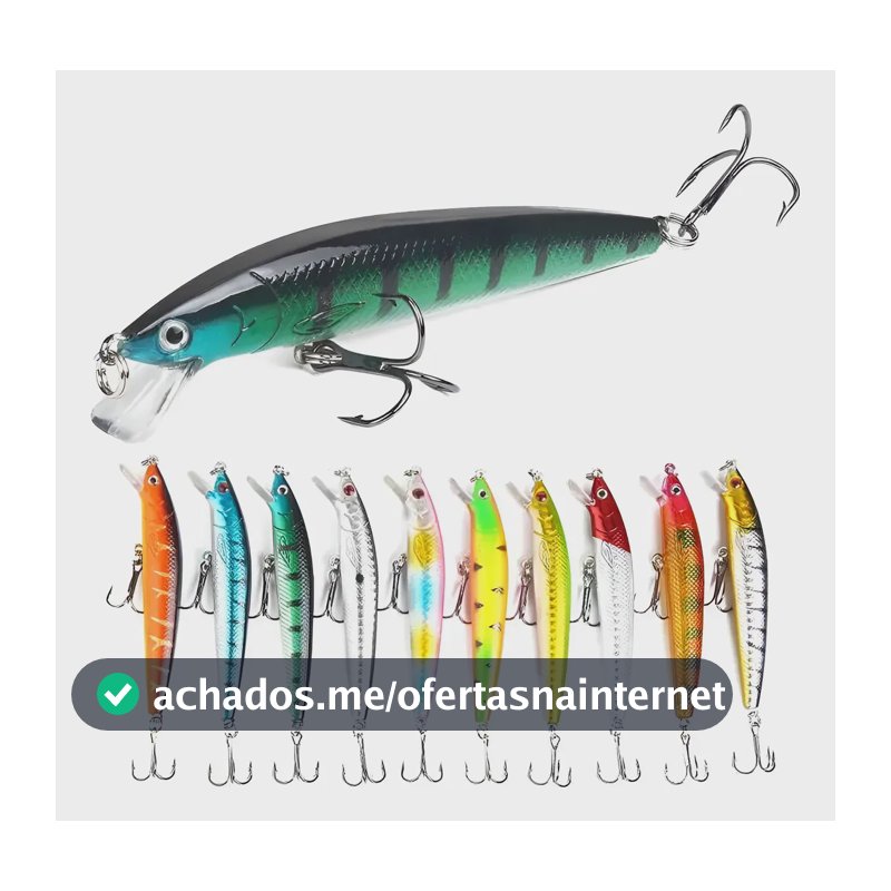 Kit 10 Isca Artificial 3d Pesca Tucunaré Dourado 10cm 9g Cor Cores