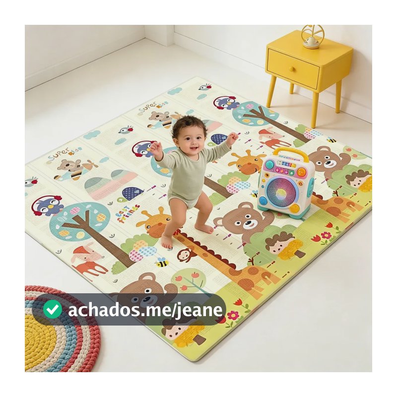 Tapete Infantil HUA CEN Dobrável para Bebê, 180x120cm, com Isolamento Térmico e Dupla Face