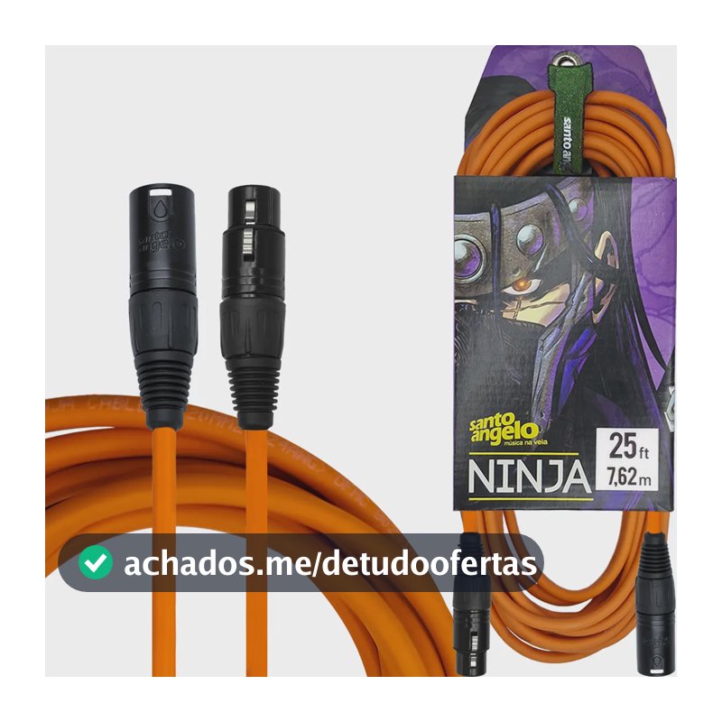Cabo Microfone 7,62 M 30 Ft Laranja Santo Angelo Ninja Xlrfm