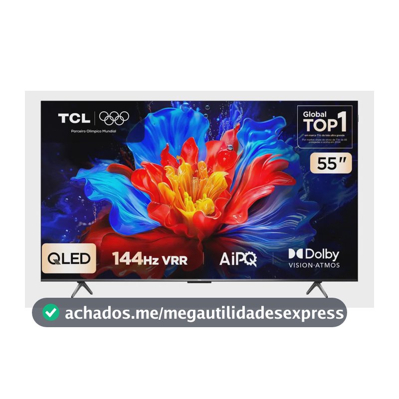Smart TV TCL 55 Polegadas QLED 4K P8K WiFi Bluetooth Google TV 144Hz HDR10+ Dolby Atmos Vision 55P8K