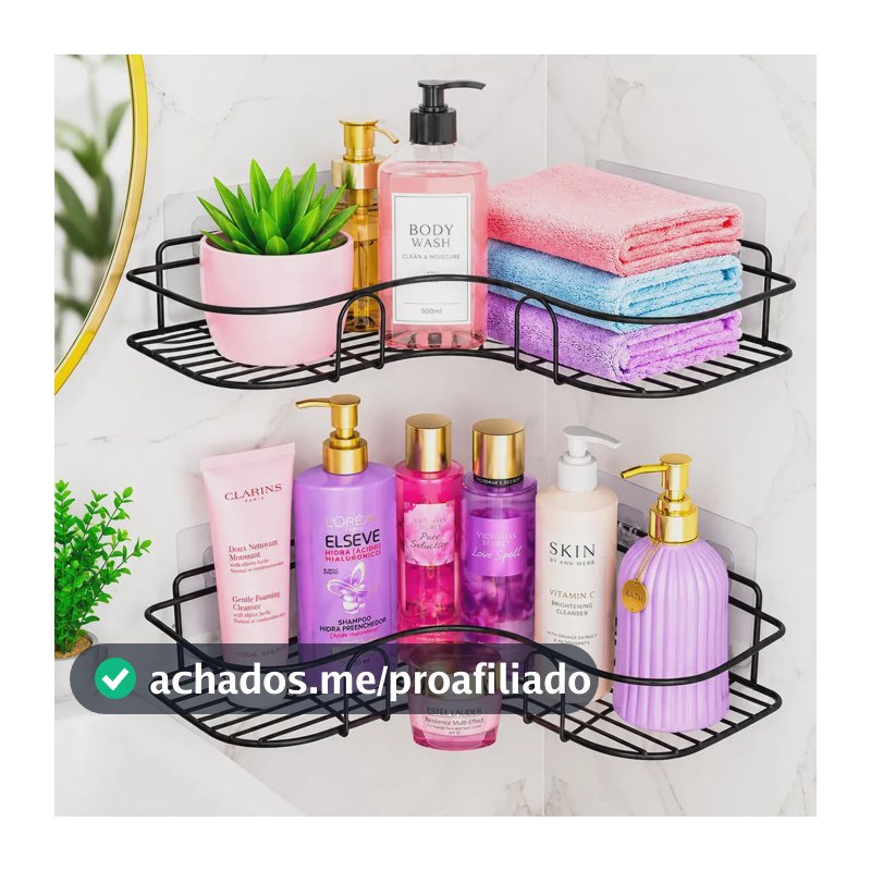 Kit 2 Suporte Porta Shampoo Sabonete Prateleira Banheiro Adesivo Parede Sem Furar Box