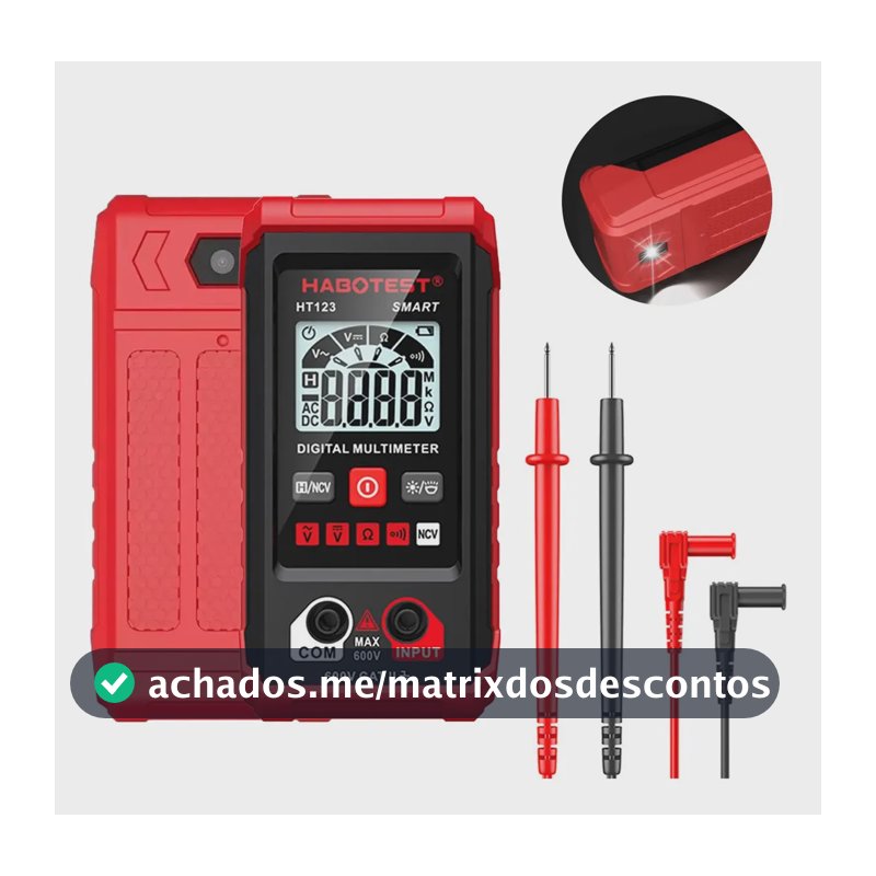 Multimetro Digital Profissional Visor Lcd Portátil + Luzes