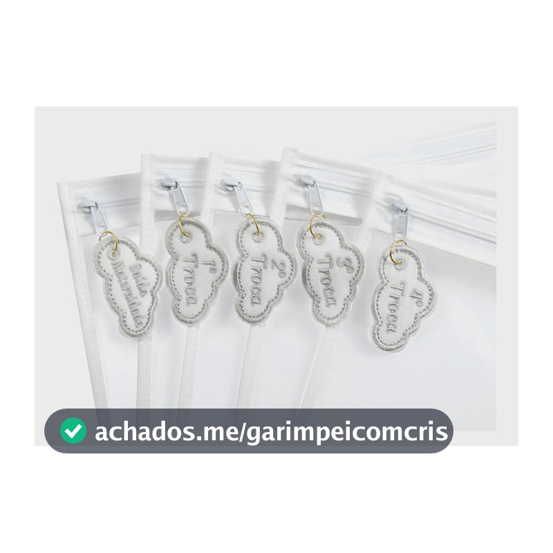 Kit 5 Saquinhos Maternidade Com Tag Bordada De Identificação Cor Nuvem Branca Desenho Do Tecido Plástico