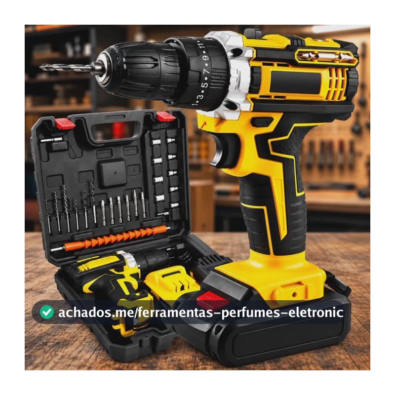 Parafusadeira 48v De Impacto Uso Sem Fio Luz de Led Com 2 Baterias Recarregável Bivolt Kit Completo De Chaves Maleta Profissional Furadeira Brushless Carregador - Marca Macater