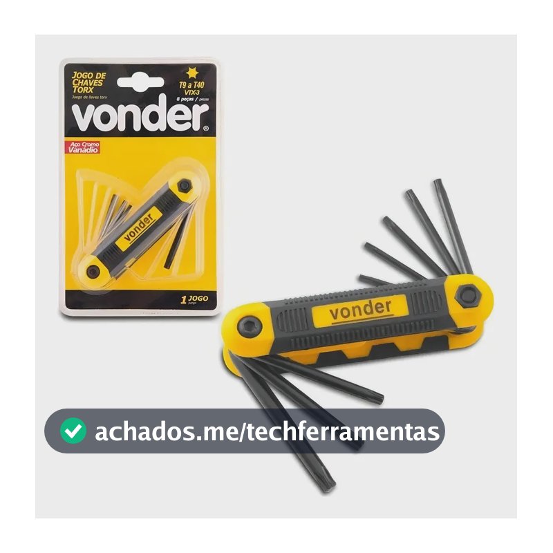 Jogo De Chave Hexalobular Tipo Canivete 8 Peças Vonder