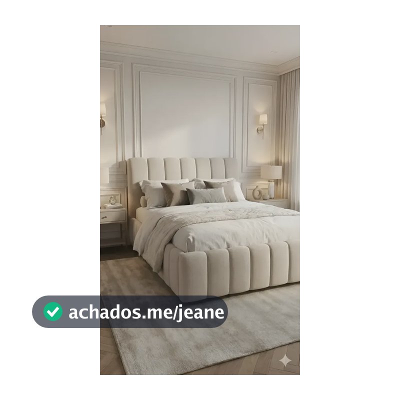 Cama Estofada Casal Maciosono Confortável Quarto Queen Bege Linho Bege