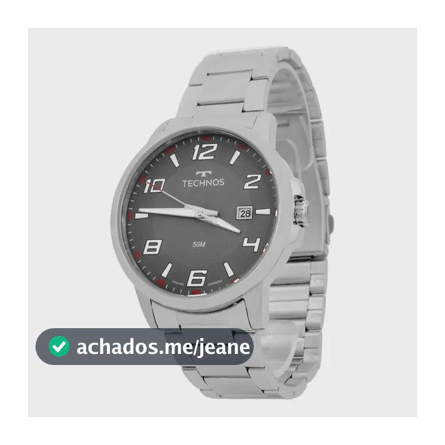 Relógio Masculino Technos Racer Analógico Prata Prateado Cinza