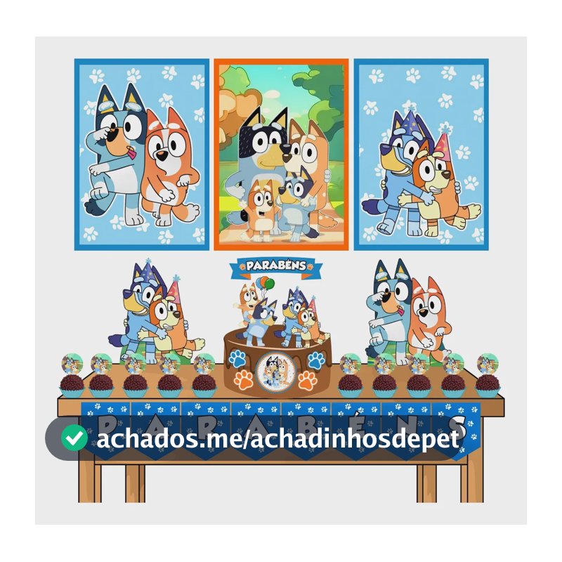 39 Pçs Kit Decoração Festa Bluey Bingo Pets P/ Aniversário