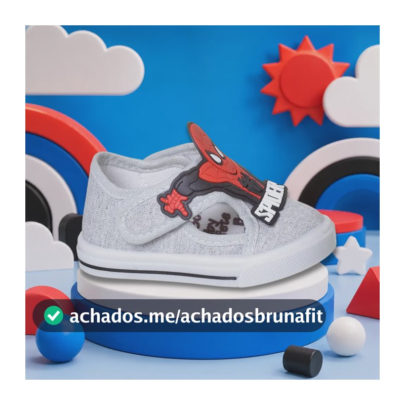 Tênis Infantil Bebe Pontas Autocolante Aranha Top Tspi13 Cinza 15.16 Br H.aranha