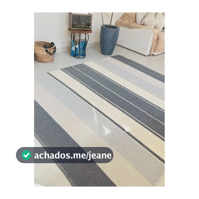 Tapete Sala Artesanal Boho 1,50 X 2,00 Tons Neutros Algodão Azul Marinho Gelo Cinza E Crú