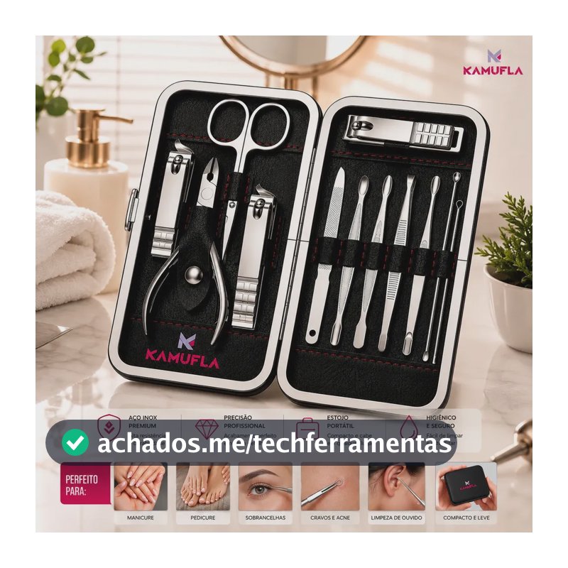 Kit Cortador De Unha Portátil Estojo Alicate Manicure 12 Pç Desencravador De Unha Manicure Alicate Lixa Profissional Tesoura Empurrador De Cutículas Pinça Portátil Dobrável