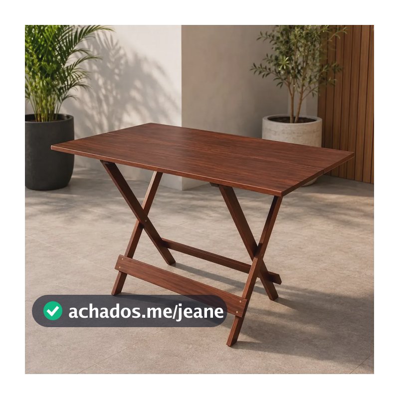 Mesa 120x70 Dobrável Madeira Maciça Restaurante Bar Cozinha Imbuia