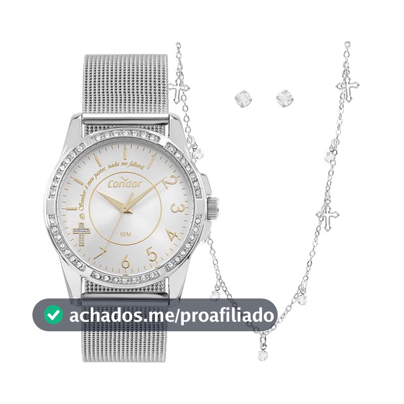 Kit Relógio Condor Aço Prata Modelo CO2035NTXK4K Feminino