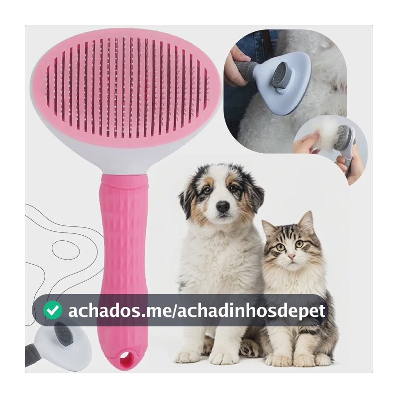 Escova Removedora De Pelos Pet Gato Cão Automatica Rasqueadeira Cor Rosa Homeroarte
