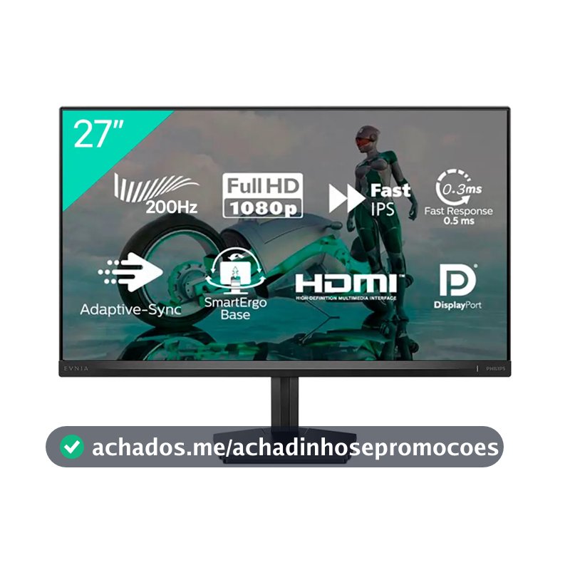 Monitor Gamer Philips Evnia 27'' 200hz 0,3ms Ips Full Hd Preto