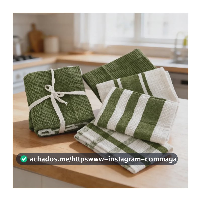 Kit 4 Panos De Prato Copa Algodão 60x40cm- Verde Atoalhado Verde E Branco Listras