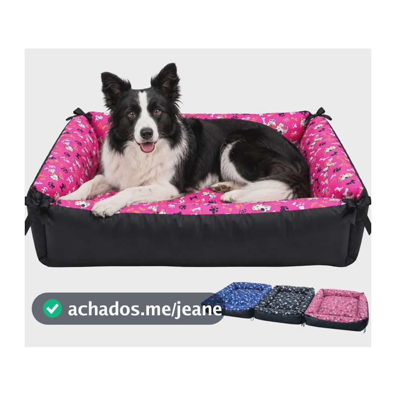 Colchão Cachorro Grande 90x60 Pet Lavável Rosa Patas Fiéis