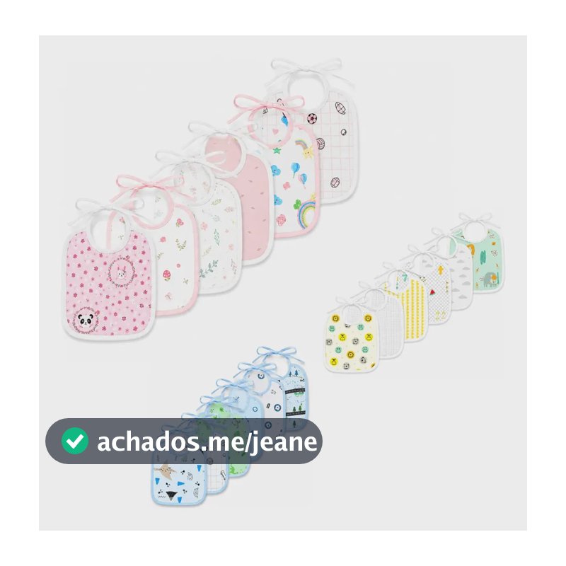Kit 6 Babador Papi Impermeavel Algodão Ajustável Bandana Menina