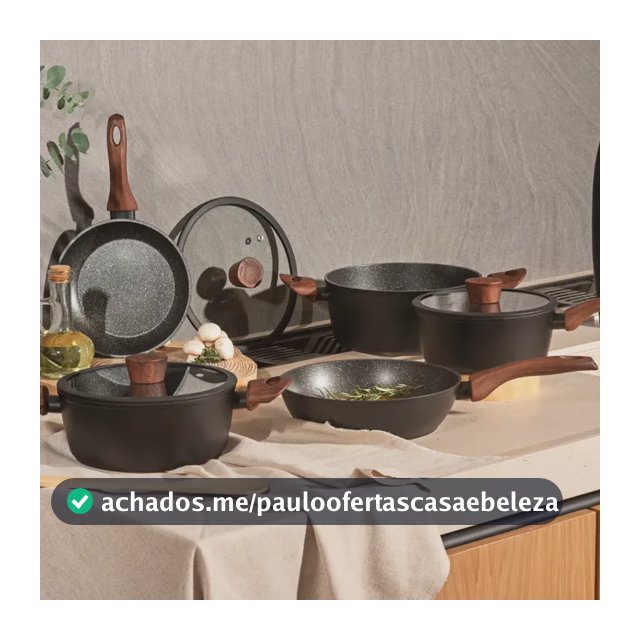 Jogo de Panelas Brinox Antiaderente Ceramic Life 6 Peças Sirius - Preto