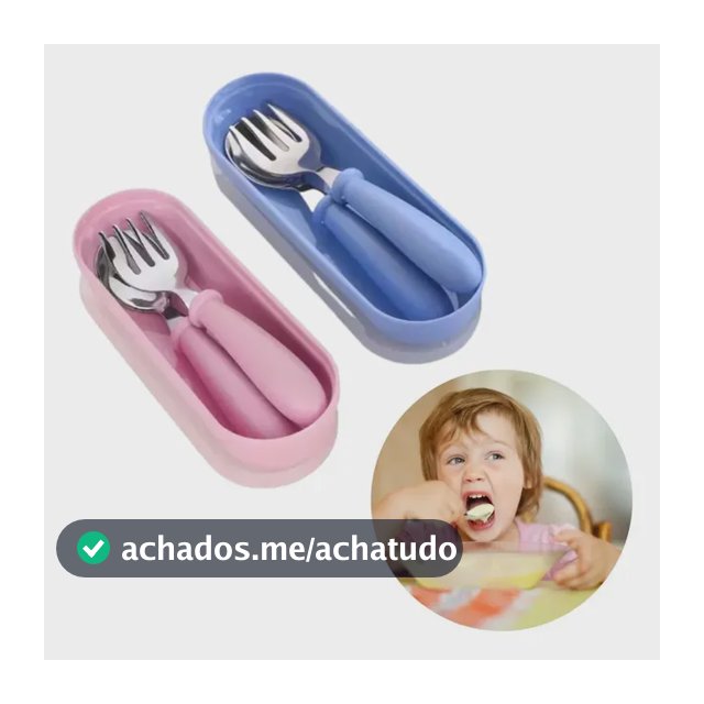 Kit Talheres Infantil Aço Inox Colher Garfo Com Estojo Bebe