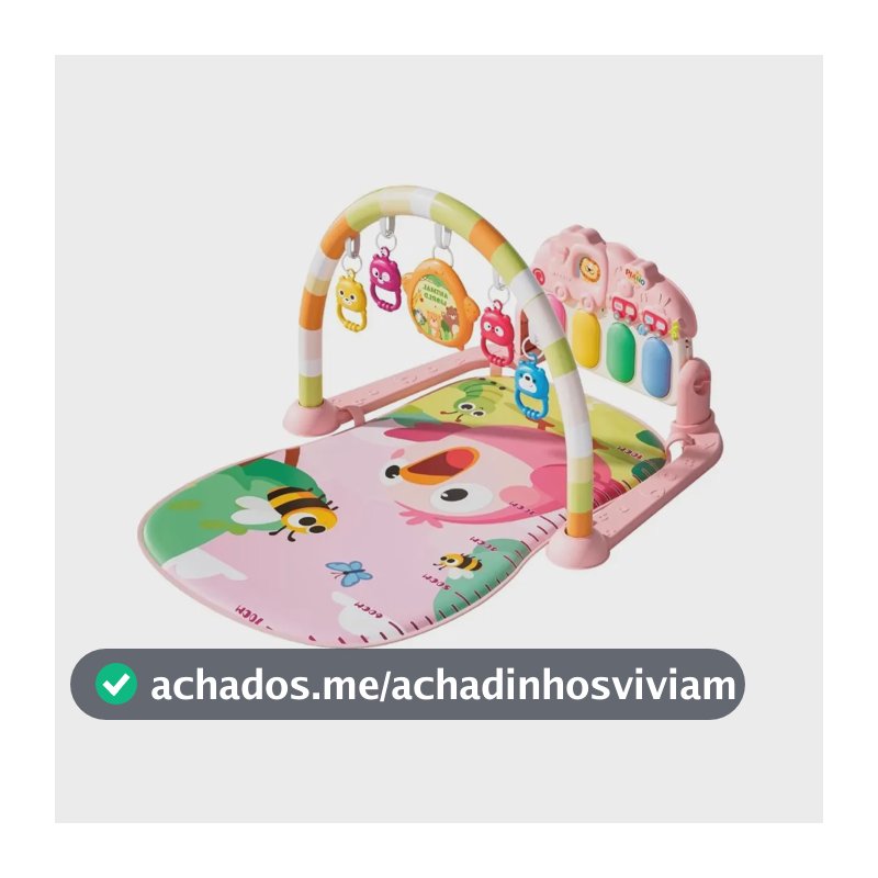 Tapete De Atividades Para Bebê Piano Musical Ginásio Móbile 5 Brinquedos Piuí Rosa Maxi Baby