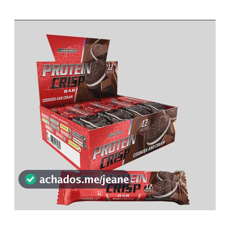 Barrinha Proteica Integralmédica Crisp 12 Un - 21g Proteinas Sabor Cookies & Cream